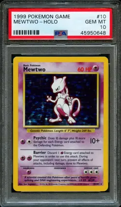 Pokemon Mewtwo Base Set Unlimited Holo Rare #10 PSA 10 Gem Mint - Image 1