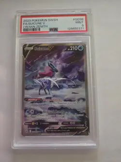 2023 POKEMON SWORD & SHIELD CROWN ZENITH #GG38 FULL ART/SUICUNE V PSA 9 - Image 1