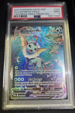 PSA 9 MINT Vaporeon Vmax Premium Collection Promo Pokemon SWSH182 - Image 1