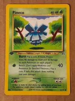 Pokemon Pineco 61/75 Neo Discovery 1st Edition LP-NM See Pictures - Image 1