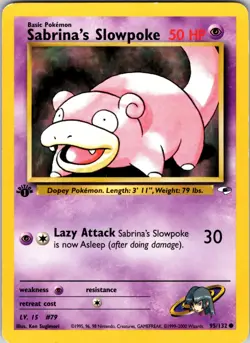 Sabrina's Slowpoke 095/132 Gym Heroes Pokemon DMG 1st Edition - Image 1