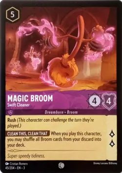 45/204 MAGIC BROOM SWIFT CLEANER INKLANDS COMMON DISNEY LORCANA CARD - Image 1