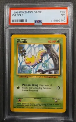 POKEMON CARD WEEDLE 69 BASE SET #69 VINTAGE GRADED PSA 7 WIZARDS WOTC - Image 1