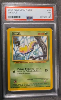 POKEMON CARD WEEDLE 69 BASE SET #69 VINTAGE GRADED PSA 7 WIZARDS WOTC - Image 2