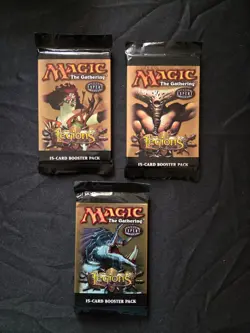 MTG LEGIONS release, SEALED, English booster packs X3, one of each pack art 2003 - Image 1