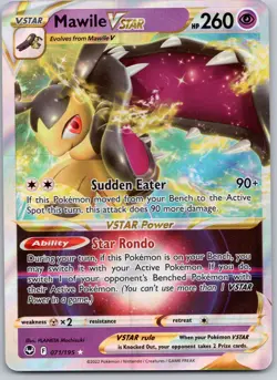 POKEMON TCG MAWILE VSTAR 071/195 SIT HOLO RARE VSTAR SILVER TEMPEST ENGLISH - Image 1