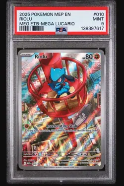 2025 POKEMON MEP EN-ME BLACK STAR PROMO #010 RIOLU PSA 9 - Image 1