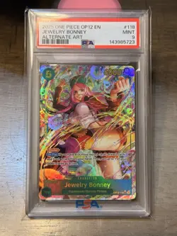 One Piece TCG Jewelry Bonney OP12 ENG #118 Legacy of the Master ALT ART PSA 9 - Image 1