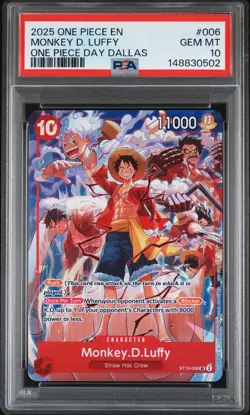 2025 ONE PIECE PROMOS ONE PIECE DAY DALLAS #006 MONKEY D. LUFFY PSA 10 - Image 1