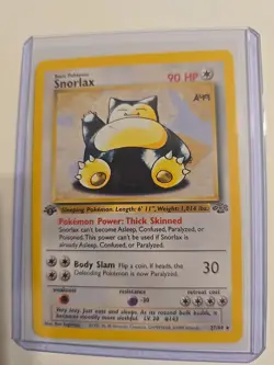 Basic Pokemon Tcg Card First Edition Snorlax Jungle Set Vintage - Image 1