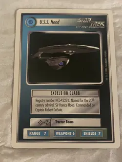 Star Trek CCG 1E WB95 USS HOOD Rare Card NEVER PLAYED - Image 1