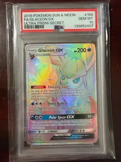 2018 Pokemon Sun & Moon Ultra Prism Glaceon GX Secret Rare 159/156 PSA 10 - Image 1