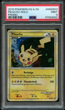 PSA 9 Pikachu SWIRL Holo Black Star Promo HGSS03 Holo Pokemon Rare Low Pop - Image 1