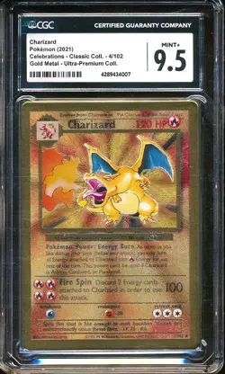 CGC 9.5 2021 Pokemon CHARIZARD Gold Metal #4 Celebrations Ultra-Premium MINT+ - Image 1