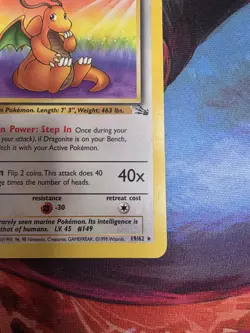 Pokemon TCG Dragonite #19/62 Fossil Unlimited Non-holo Rare, LP - Image 4