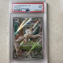 2025 Pokemon Pfl En-Phantasmal Flames #106 Meowth Illustration Rare PSA 9 - Image 1