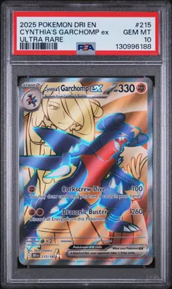 2025 POKEMON DRI EN-DESTINED RIVALS ULTRA RARE #215 CYNTHIA'S GARCHOMP EX PSA 10 - Image 1
