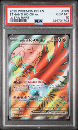2025 POKEMON DRI EN-DESTINED RIVALS ULTRA RARE #209 ETHAN'S HO-OH EX PSA 10 - Image 1