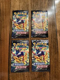 (4) Pokemon Sword And Shield Crown Zenith Booster Factory Sealed Packs - Image 1