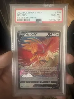 2022 POKEMON SWORD & SHIELD SILVER TEMPEST #140 HO-OH V PSA 10 Cracked - Image 1