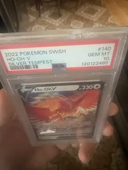 2022 POKEMON SWORD & SHIELD SILVER TEMPEST #140 HO-OH V PSA 10 Cracked - Image 2