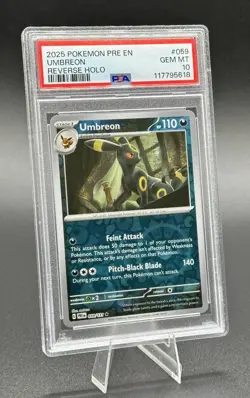 2025 POKEMON PRE EN-PRISMATIC EVOLUTIONS REVERSE HOLO #059 UMBREON PSA 10 - Image 1