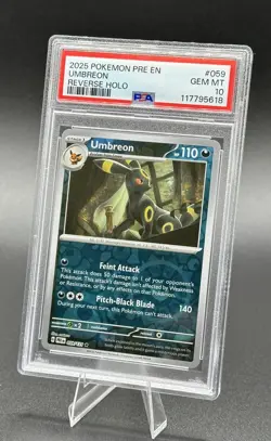 2025 POKEMON PRE EN-PRISMATIC EVOLUTIONS REVERSE HOLO #059 UMBREON PSA 10 - Image 4