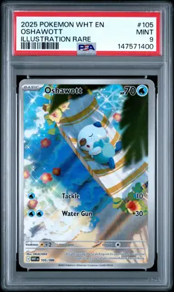 2025 Pokemon WHT EN-WHITE FLARE #105 OSHAWOTT - PSA MINT 9 - Image 1