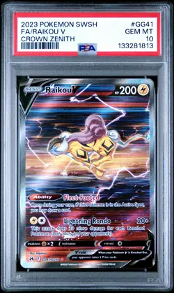 2023 POKEMON SWORD & SHIELD CROWN ZENITH #GG41 FULL ART/RAIKOU V PSA 10 - Image 1