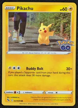 Pikachu 2022 Cosmos Holo Pokemon GO Card 027/078 (NM) - Image 1
