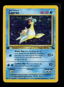 1st Edition Lapras 10/62 Fossil 1999 Holo Rare WOTC Pokemon Card TCG - Image 1