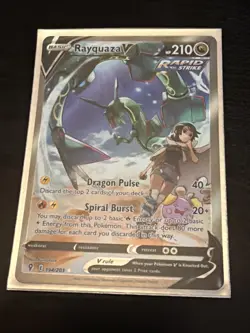 Pokemon Rayquaza v Evolving Skies Holo Card 194/203 Ultra Rare Full Art Alt Art - Image 1