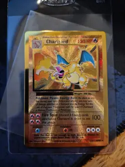 Pokemon CHARIZARD 4/102 - Celebrations UPC 25th Anniversary GOLD Metal Card LP - Image 1