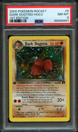 Pokemon Dark Dugtrio Team Rocket 1st Edition Holo Rare #6 PSA 8 Near Mint - Image 1