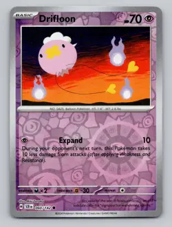 Reverse Holo Drifloon 60/142 Common Stellar Crown Pokemon - Image 1