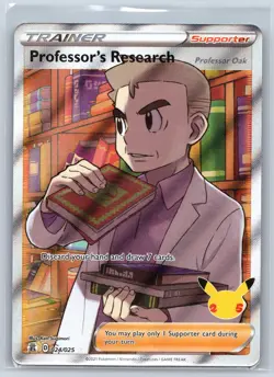 PROFESSOR'S RESEARCH (PROFESSOR OAK) 024/025 ULTRA RARE CELEBRATIONS POKEMON NM - Image 1