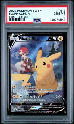 2022 Pokemon Sword & Shield Lost Origin TG16 Pikachu V PSA 10 - Image 1
