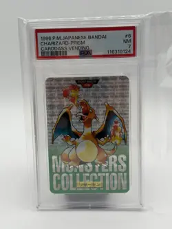 Bandai Pokemon TCG Charizard Carddass Vending Prism 006 1996 PSA 7 - Image 1