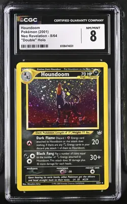 Houndoom 2001 Pokemon Neo Revelation Tail Swirl Double Holo CGC 8 #8 - Image 1