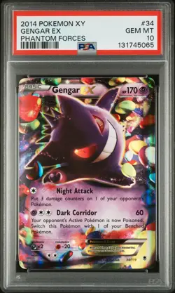 2014 POKEMON XY PHANTOM FORCES #34 GENGAR EX PSA 10 - Image 1
