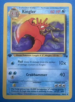 1999 Pokemon Kingler 1st Edition 38/62 Fossil Set Mint/NM Vintage - Image 1