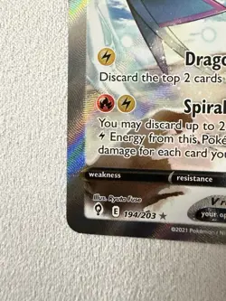 Pokemon TCG Evolving Skies Rayquaza v Full Art Ultra Rare Card 194/203 MP - Image 5