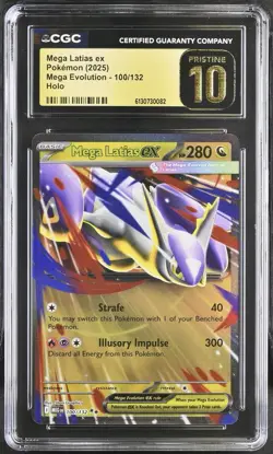 CGC 10 PRISTINE Mega Latias ex 100/132 Mega Evolution Holo Pokemon Card - Image 1
