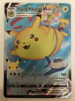 Pokemon Flying Pikachu VMAX Celebrations Full Art Ultra Rare Holo Card 007/025 - Image 1