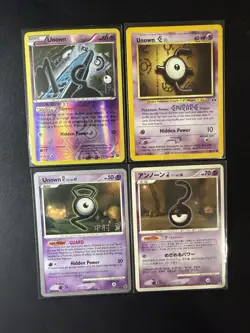 Unown Pokemon Card Lot 4 Cards LP-NM Mixed Set English & Japanese Holo Rare - Image 1