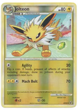 2010 Pokemon Jolteon Undaunted Reverse Holo 28/90 - Image 1