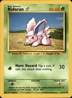 Nidoran M 055/102 Normal - Pokemon Base Set - NM - Image 1