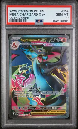 2025 POKEMON PFL EN-PHANTASMAL FLAMES ULTRA RARE #109 MEGA CHARIZARD X EX PSA 10 - Image 1