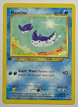 Mantine 74/105 (NM) 1st Edition Common Neo Destiny 2002 WOTC Pokemon - Image 1