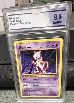 Pokemon TCG Mewtwo Evolutions 51/108 Rare 2016 Crown Collectibles Graded 9.5 - Image 1